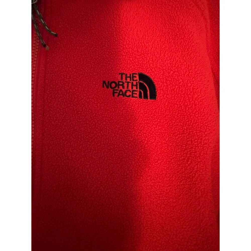 The North Face Mens XXL Red Black 1/4 Zip Fleece Sweatshirt Mock Neck Colorblock